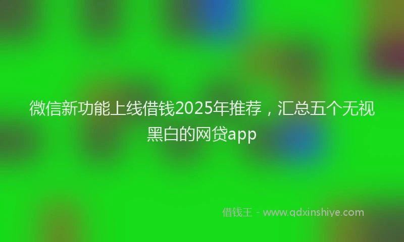微信新功能上线借钱2025年推荐，汇总五个无视黑白的网贷app