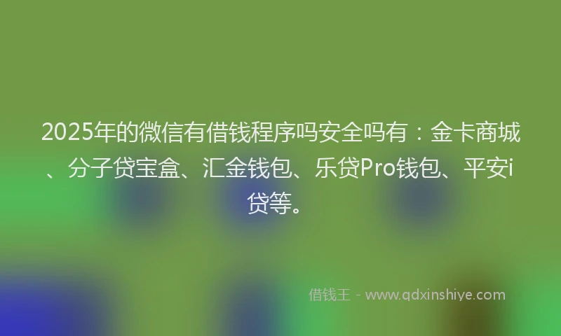 2025年的微信有借钱程序吗安全吗有：金卡商城、分子贷宝盒、汇金钱包、乐贷Pro钱包、平安i贷等。