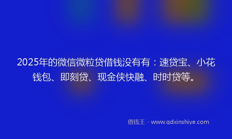 2025年的微信微粒贷借钱没有有：速贷宝、小花钱包、即刻贷、现金侠快融、时时贷等。