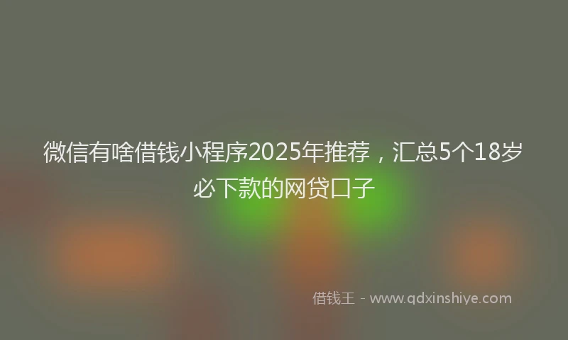 微信有啥借钱小程序2025年推荐，汇总5个18岁必下款的网贷口子