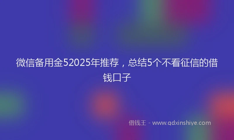 微信备用金52025年推荐，总结5个不看征信的借钱口子