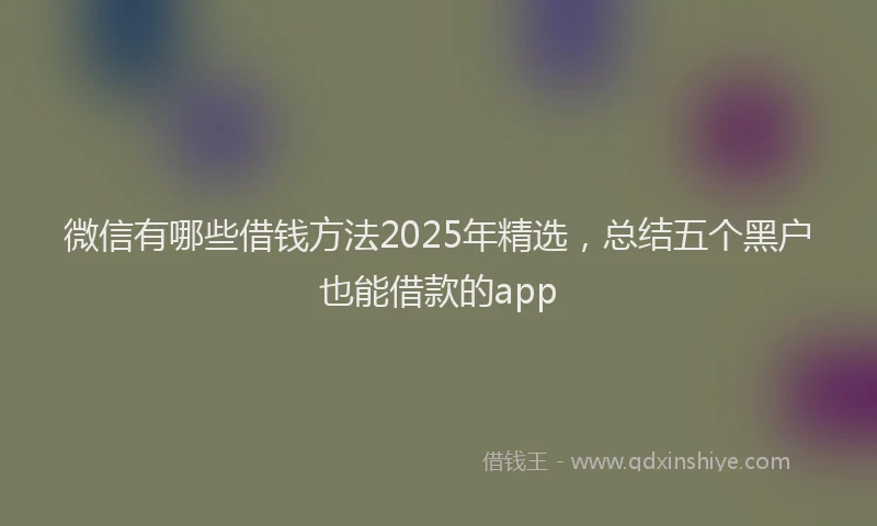 微信有哪些借钱方法2025年精选，总结五个黑户也能借款的app