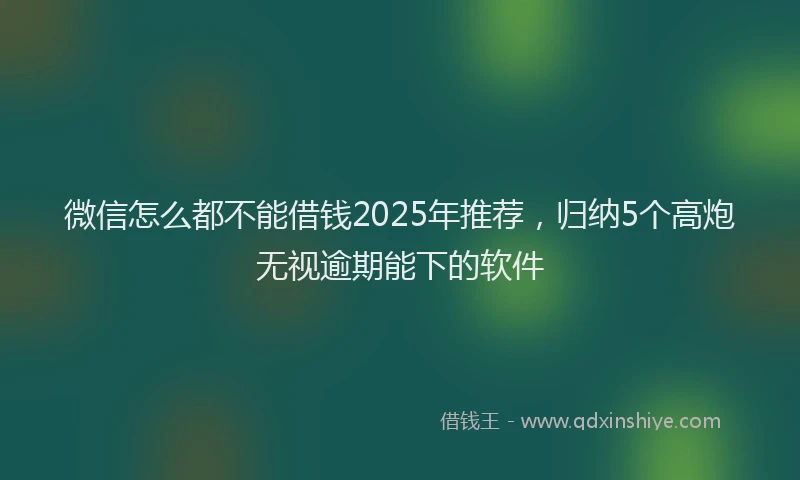 微信怎么都不能借钱2025年推荐，归纳5个高炮无视逾期能下的软件