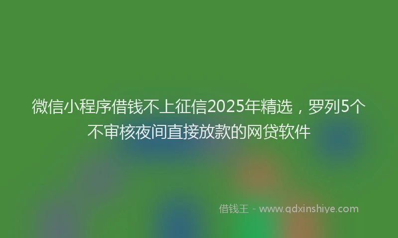 微信小程序借钱不上征信2025年精选，罗列5个不审核夜间直接放款的网贷软件