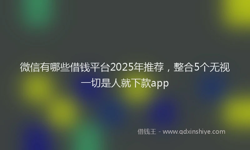 微信有哪些借钱平台2025年推荐，整合5个无视一切是人就下款app