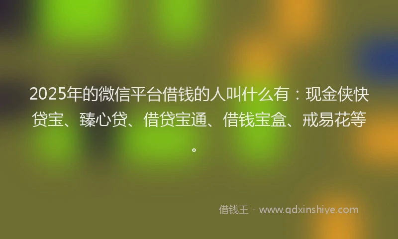 2025年的微信平台借钱的人叫什么有：现金侠快贷宝、臻心贷、借贷宝通、借钱宝盒、戒易花等。