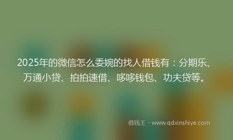 2025年的微信怎么委婉的找人借钱有：分期乐、万通小贷、拍拍速借、哆哆钱包、功夫贷等。