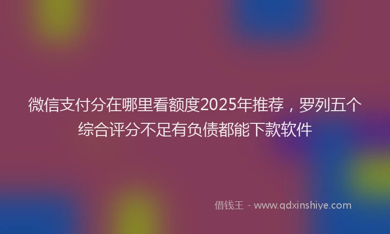 微信支付分在哪里看额度2025年推荐，罗列五个综合评分不足有负债都能下款软件