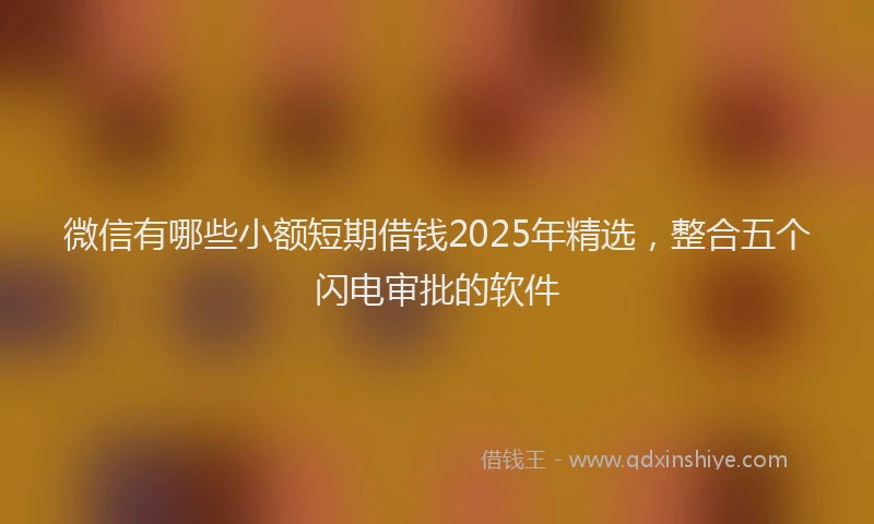 微信有哪些小额短期借钱2025年精选，整合五个闪电审批的软件