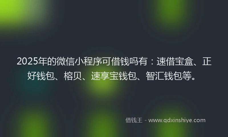2025年的微信小程序可借钱吗有：速借宝盒、正好钱包、榕贝、速享宝钱包、智汇钱包等。