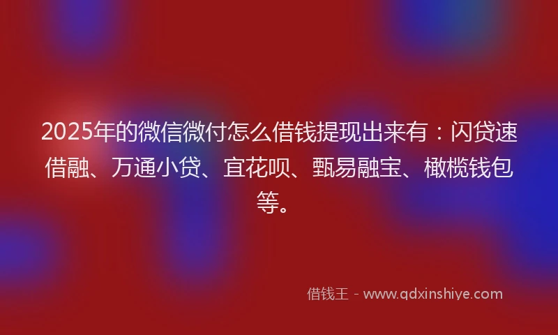 2025年的微信微付怎么借钱提现出来有：闪贷速借融、万通小贷、宜花呗、甄易融宝、橄榄钱包等。