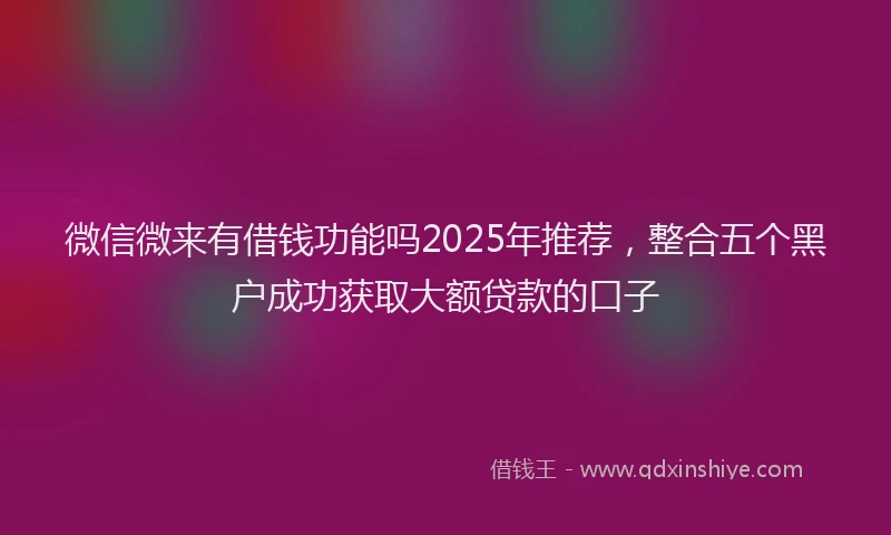 微信微来有借钱功能吗2025年推荐，整合五个黑户成功获取大额贷款的口子