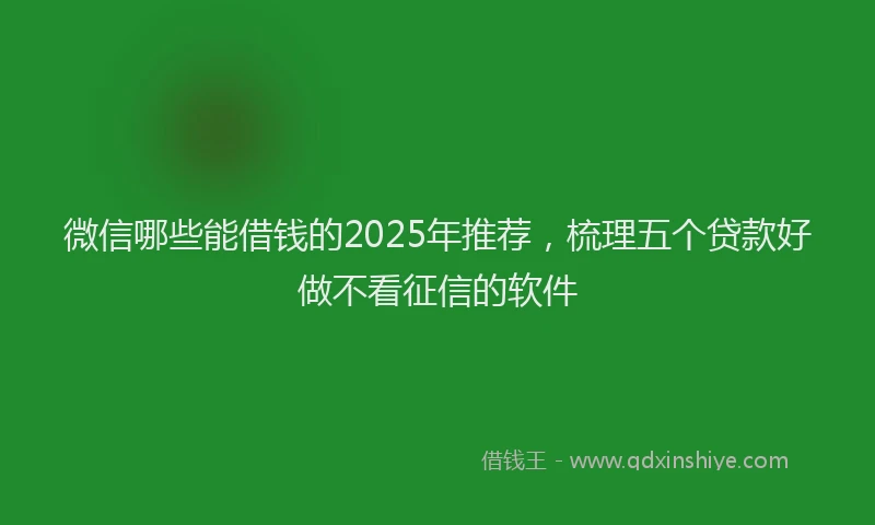 微信哪些能借钱的2025年推荐，梳理五个贷款好做不看征信的软件