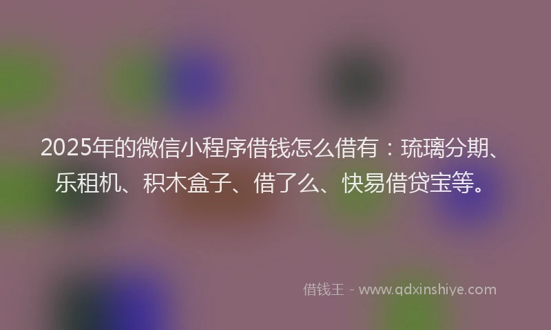 2025年的微信小程序借钱怎么借有：琉璃分期、乐租机、积木盒子、借了么、快易借贷宝等。