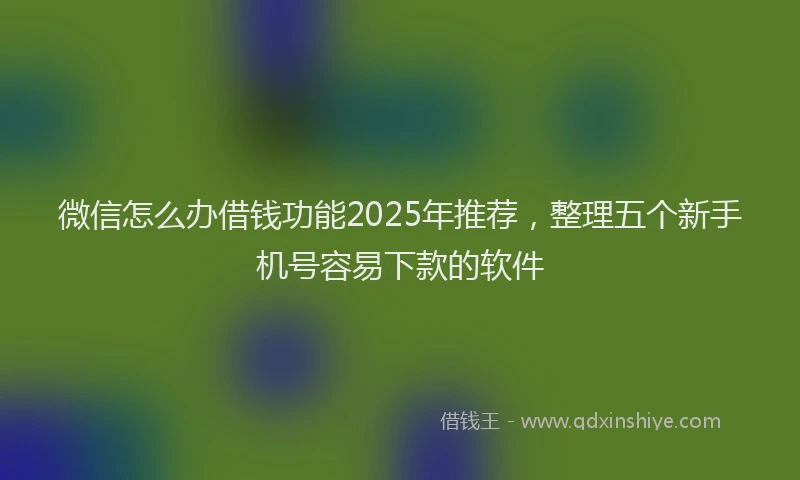 微信怎么办借钱功能2025年推荐，整理五个新手机号容易下款的软件