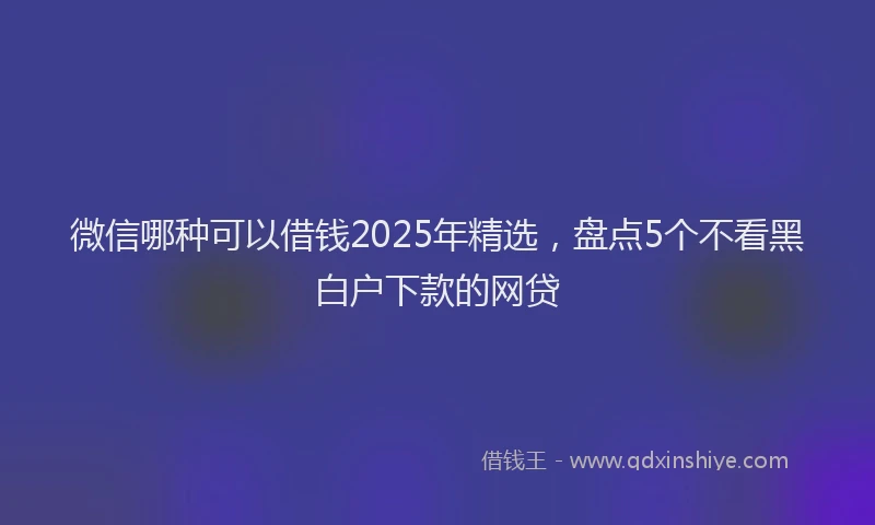 微信哪种可以借钱2025年精选，盘点5个不看黑白户下款的网贷
