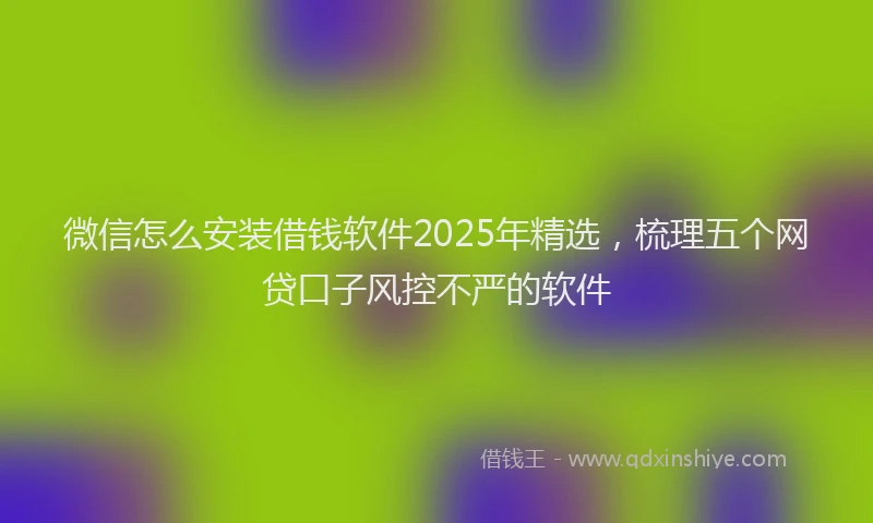 微信怎么安装借钱软件2025年精选，梳理五个网贷口子风控不严的软件