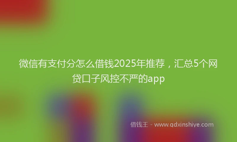 微信有支付分怎么借钱2025年推荐，汇总5个网贷口子风控不严的app