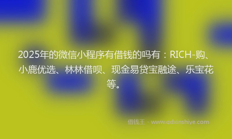 2025年的微信小程序有借钱的吗有：RICH-购、小鹿优选、林林借呗、现金易贷宝融途、乐宝花等。