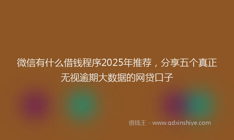 微信有什么借钱程序2025年推荐，分享五个真正无视逾期大数据的网贷口子