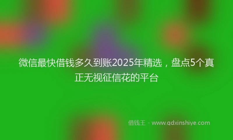 微信最快借钱多久到账2025年精选，盘点5个真正无视征信花的平台