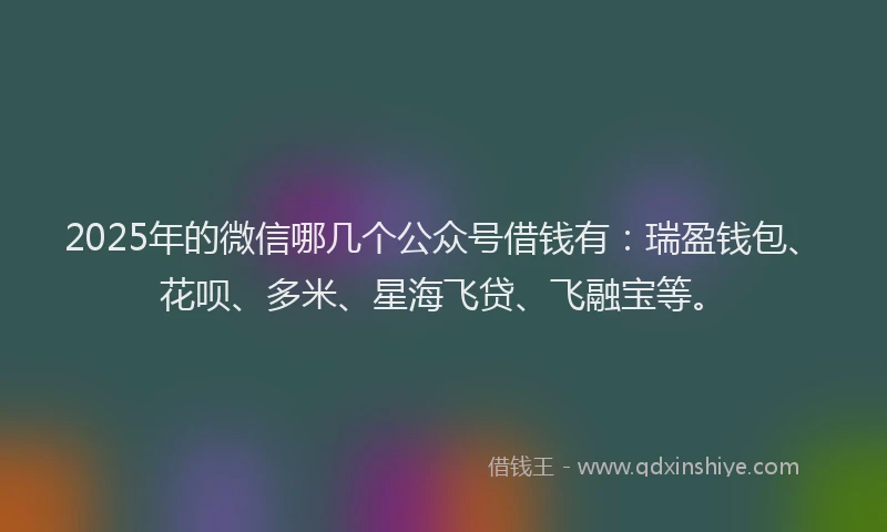 2025年的微信哪几个公众号借钱有：瑞盈钱包、花呗、多米、星海飞贷、飞融宝等。