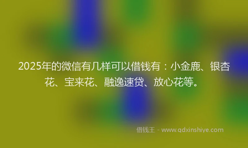 2025年的微信有几样可以借钱有：小金鹿、银杏花、宝来花、融逸速贷、放心花等。