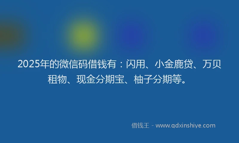 2025年的微信码借钱有：闪用、小金鹿贷、万贝租物、现金分期宝、柚子分期等。