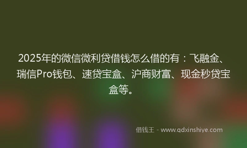 2025年的微信微利贷借钱怎么借的有：飞融金、瑞信Pro钱包、速贷宝盒、沪商财富、现金秒贷宝盒等。