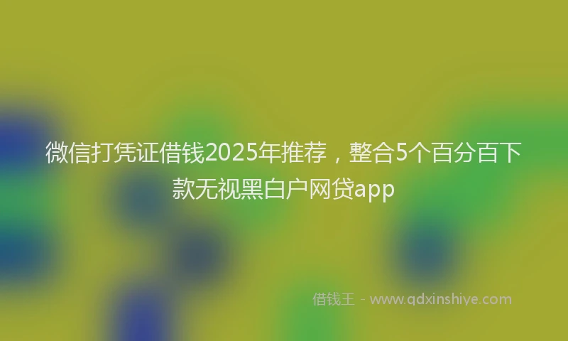 微信打凭证借钱2025年推荐，整合5个百分百下款无视黑白户网贷app