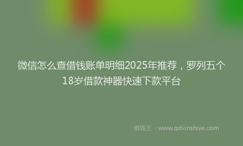 微信怎么查借钱账单明细2025年推荐，罗列五个18岁借款神器快速下款平台