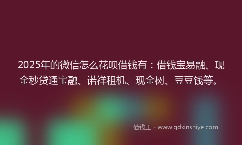2025年的微信怎么花呗借钱有：借钱宝易融、现金秒贷通宝融、诺祥租机、现金树、豆豆钱等。