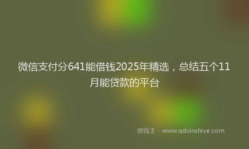 微信支付分641能借钱2025年精选，总结五个11月能贷款的平台