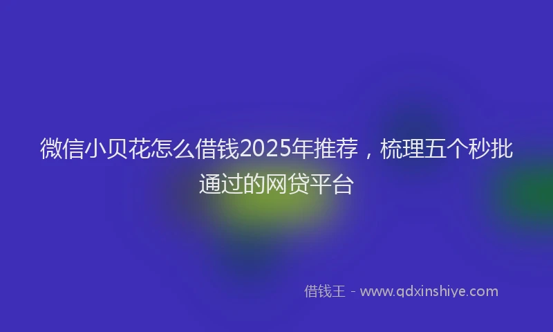 微信小贝花怎么借钱2025年推荐，梳理五个秒批通过的网贷平台