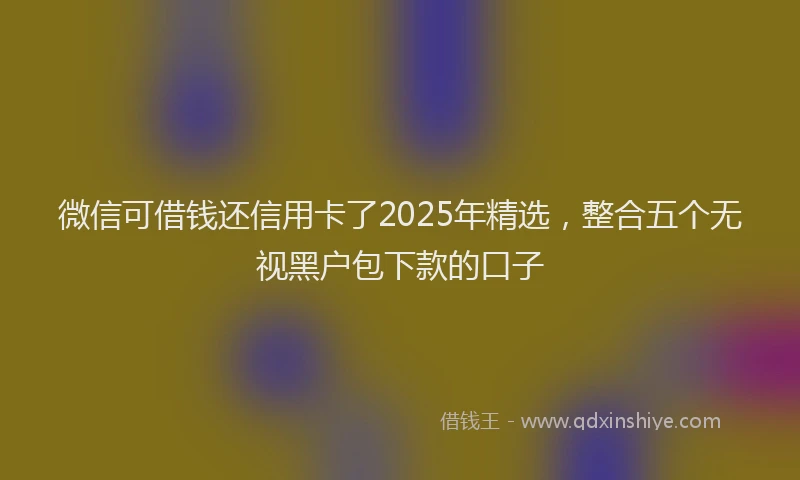 微信可借钱还信用卡了2025年精选，整合五个无视黑户包下款的口子