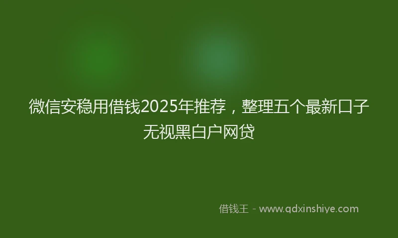 微信安稳用借钱2025年推荐，整理五个最新口子无视黑白户网贷