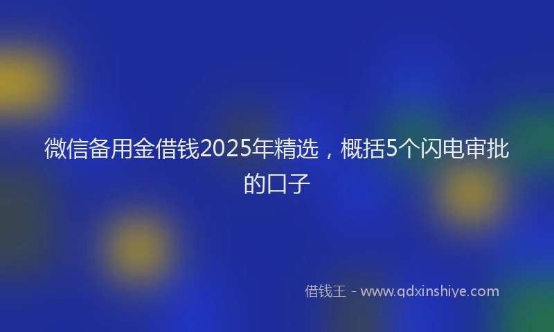 微信备用金借钱2025年精选，概括5个闪电审批的口子