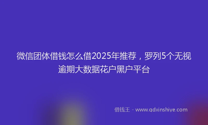 微信团体借钱怎么借2025年推荐，罗列5个无视逾期大数据花户黑户平台