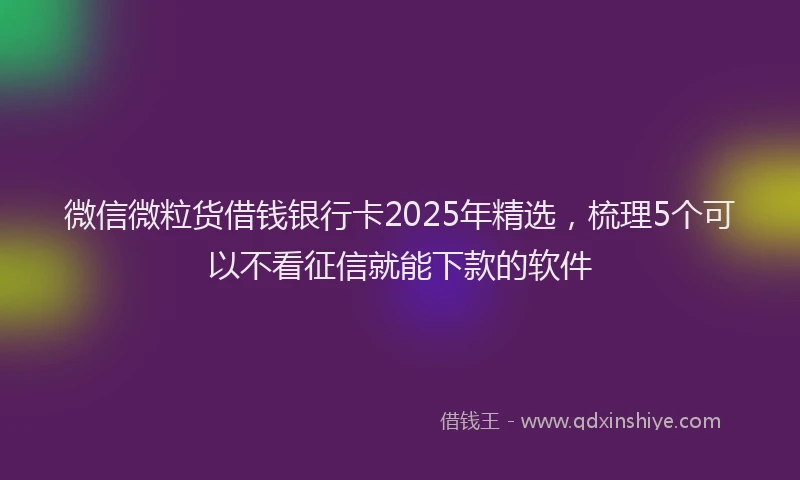 微信微粒货借钱银行卡2025年精选，梳理5个可以不看征信就能下款的软件