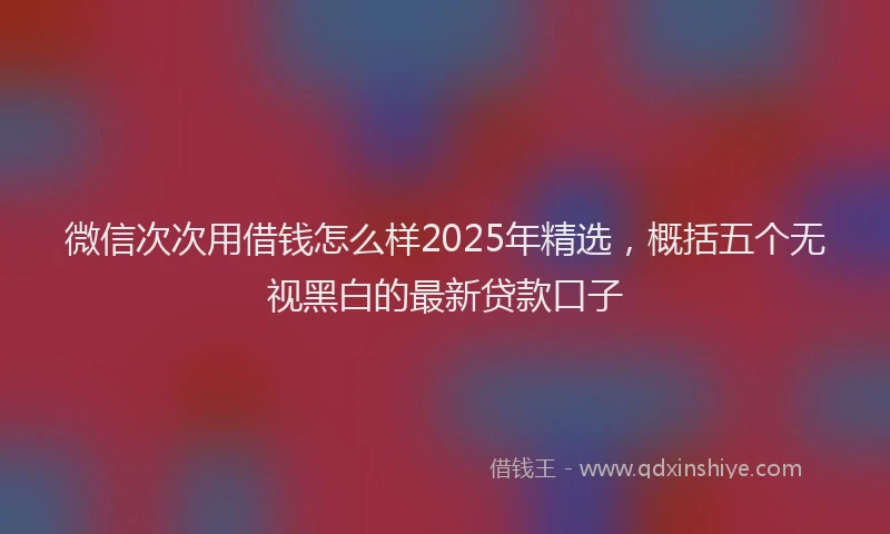 微信次次用借钱怎么样2025年精选，概括五个无视黑白的最新贷款口子