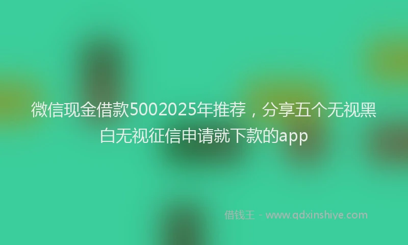 微信现金借款5002025年推荐，分享五个无视黑白无视征信申请就下款的app