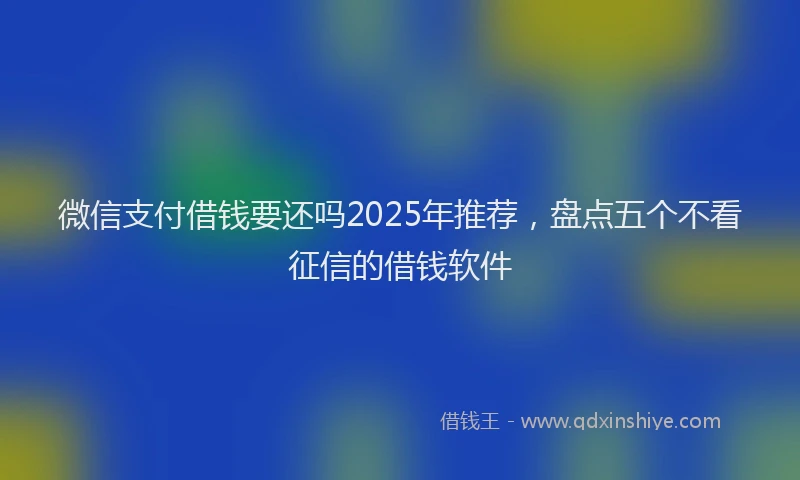 微信支付借钱要还吗2025年推荐，盘点五个不看征信的借钱软件