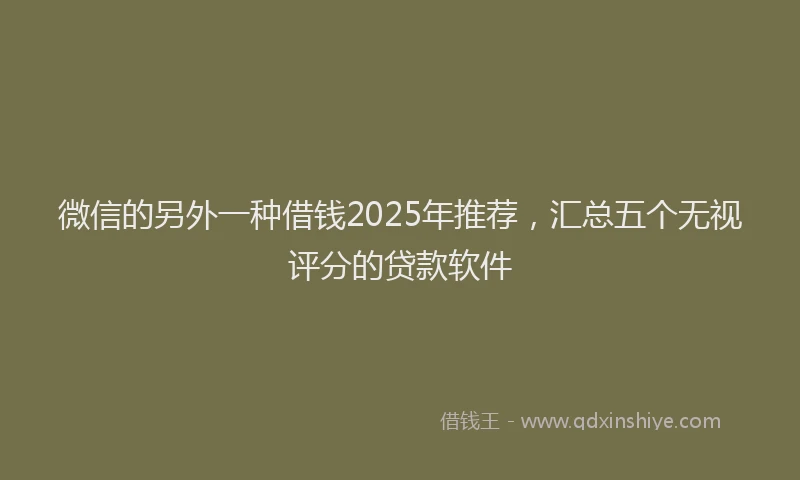 微信的另外一种借钱2025年推荐，汇总五个无视评分的贷款软件
