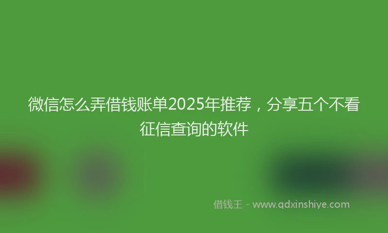 微信怎么弄借钱账单2025年推荐，分享五个不看征信查询的软件