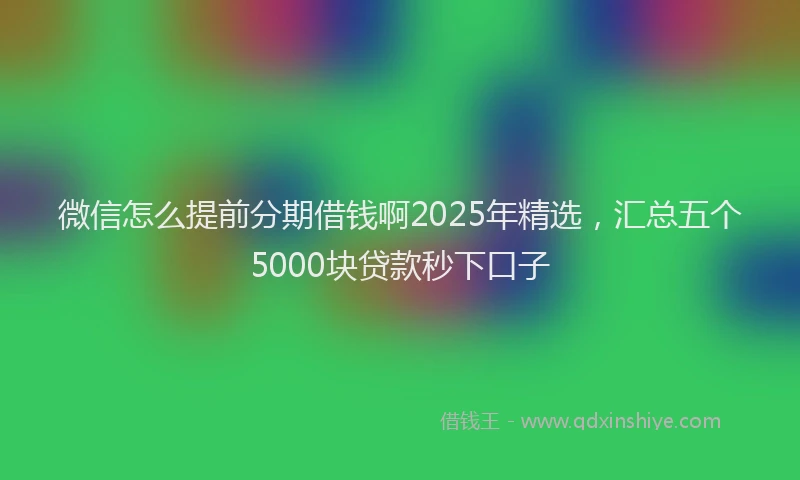 微信怎么提前分期借钱啊2025年精选，汇总五个5000块贷款秒下口子