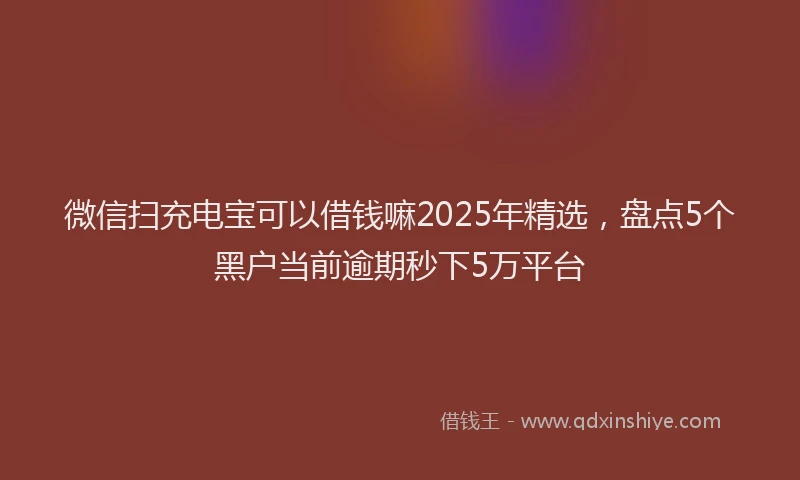 微信扫充电宝可以借钱嘛2025年精选，盘点5个黑户当前逾期秒下5万平台