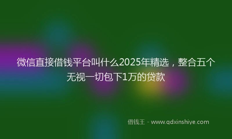 微信直接借钱平台叫什么2025年精选，整合五个无视一切包下1万的贷款