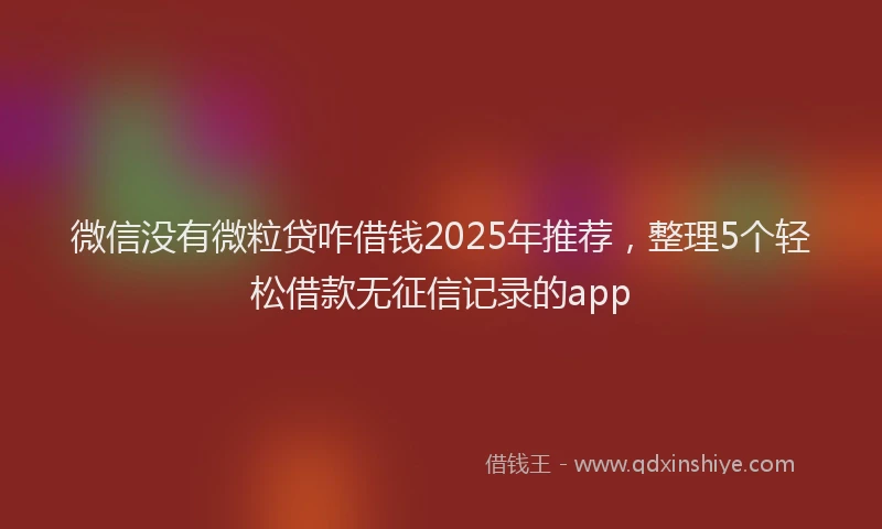 微信没有微粒贷咋借钱2025年推荐，整理5个轻松借款无征信记录的app