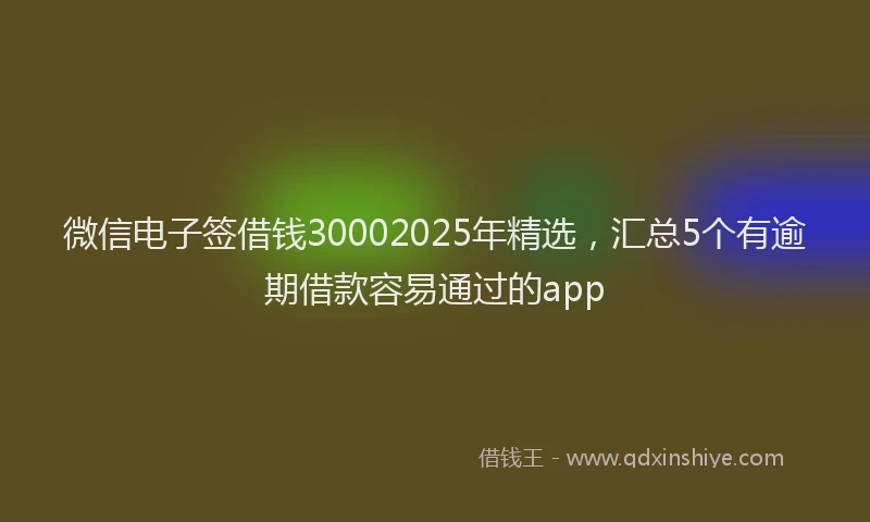 微信电子签借钱30002025年精选，汇总5个有逾期借款容易通过的app
