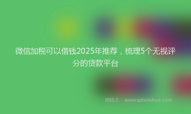 微信加税可以借钱2025年推荐，梳理5个无视评分的贷款平台